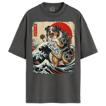 Australian Shepherd Dog Funny Dogzilla Japanese Art Unisex T-Shirt