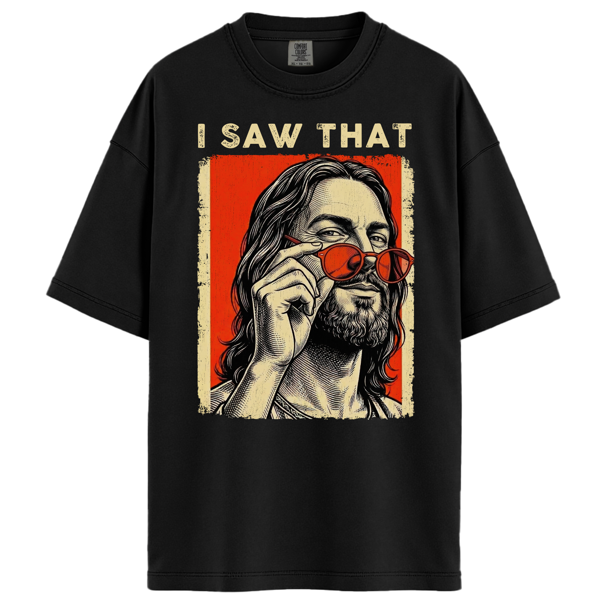 I Saw That Jesus Funny Vintage Sunglasses Christian Unisex T-Shirt Main image