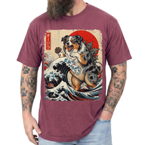 Australian Shepherd Dog Funny Dogzilla Japanese Art Unisex T-Shirt
