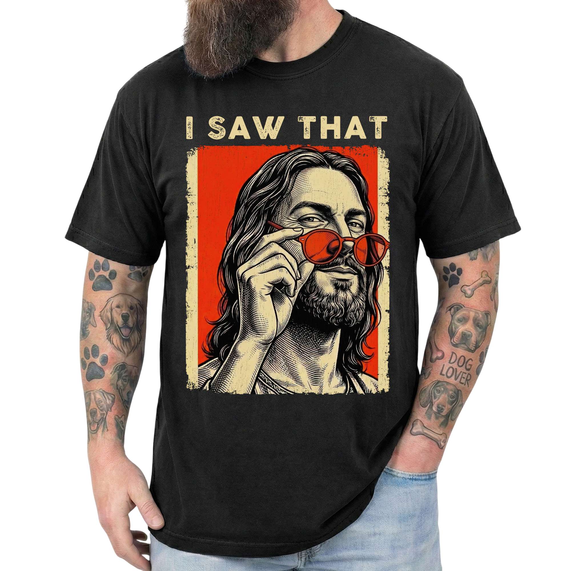 I Saw That Jesus Funny Vintage Sunglasses Christian Unisex T-Shirt Secondary image