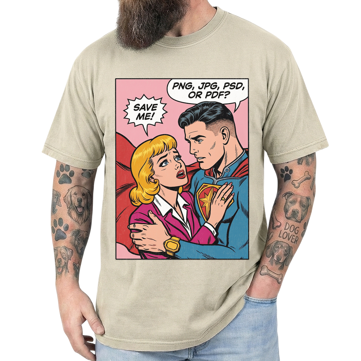 Save Me Funny Graphic Retro Comic Unisex T-Shirt Secondary image