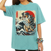 Australian Shepherd Dog Funny Dogzilla Japanese Art Unisex T-Shirt